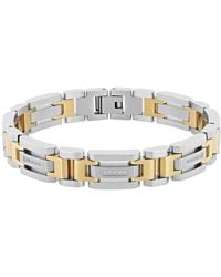 Robert Alton - 1/6Ctw Diamond Stainless Steel With Finish H-Link Bracelet - Lyst