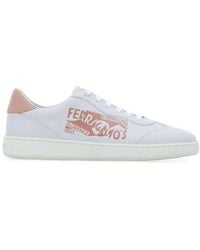 Ferragamo - Venna-Logo Leather Sneakers - Lyst