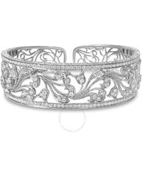Haus of Brilliance - 18k White Gold 3 1/4 Cttw Pave Diamond Openwork Floral Filigree Swirl Bangle Cuff Bracelet - Lyst