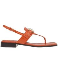 Ferragamo - Ferragamo Gancini Lula Leather Flat Sandals, Size 5.5 C - Lyst