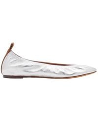 Lanvin - Metallic Leather Ballerina Flats, Brand Size 39 Us - Lyst