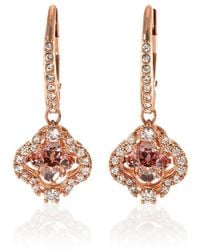 Swarovski - Rose- Tone Plated Sparkling Dance Clover Pierced Earrings - Lyst