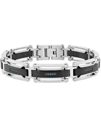 Robert Alton - 1/6Ctw Diamond Stainless Steel With Finish Link Bracelet - Lyst