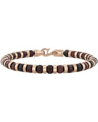 Robert Alton - Stainless Steel With Rose Finish Tigers Eye Bead Bracelet - Lyst