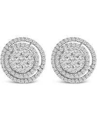 Haus of Brilliance - 14K 1 3/8 Cttw Diamond Cluster And Double Halo Stud Earring (G-H Color, Si1-Si2 Clarity) - Lyst