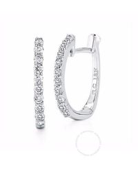 Roberto Coin - 18k White Gold 0.20 Ct Diamond Pave huggie Earrings 12mm Wide - Lyst