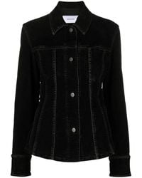 Ferragamo - Ferragamo Fitted Velvet Denim Trucker Jacket - Lyst