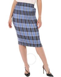 Burberry - Plisse Pleated Check Pencil Skirt - Lyst