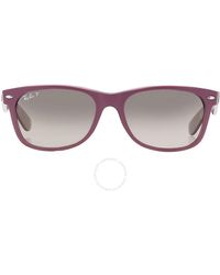 Ray-Ban - New Wayfarer Classic Gray Gradient Polarized Rectangular Sunglasses Rb2132 6606m3 55 - Lyst