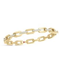 Roberto Coin - 18K Navarra Hard Chain Link Diamond Bangle - Lyst