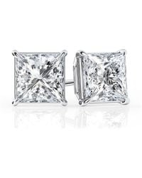 Brilliant Diamond - 3 Carat Princess Cut Lab Grown Diamond Stud Earrings - Lyst