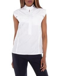 Burberry - Half-Zip High-Neck Cotton Tank Top, Brand Size 8 (Us - Lyst