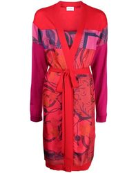 Ferragamo - Heritage-Print Long Belted Cardigan - Lyst