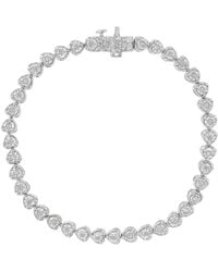 Haus of Brilliance - .925 Sterling Silver 1.0 Cttw Miracle Set Diamond Heart-link 7'' Tennis Bracelet - Lyst