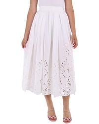 Chloé - Ladies Broderie Anglaise Flared Embroidered Midi Skirt, Brand Size 38 (Us - Lyst