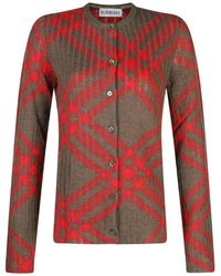 Burberry - All-Over Check Pattern Mohair-Blend Cardigan - Lyst