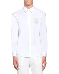 Roberto Cavalli - Slim Fit Rc Logo Cotton Poplin Shirt, Brand Size 50 (Us - Lyst