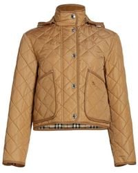 Burberry - Diamond-Quilted Cropped Jacket - Lyst