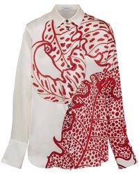 Ferragamo - Jungle Print Silk Shirt, Brand Size 44 Us - Lyst
