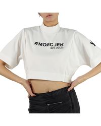 Moncler - Cream Cropped Grenoble Day-namic Turtleneck Top - Lyst