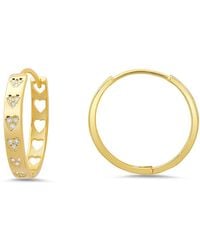 Kylie Harper - 14K Over 25Mm Bezel Inlay Cz Heart Hoop Earrings - Lyst