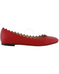 Chloé - Lauren Scallop-Trim Leather Ballet Flats, Brand Size 36 Us - Lyst