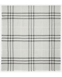 Burberry - Wide Check Wool Scarf - Lyst