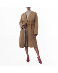 Burberry - Moss Collarless Shearling Maxi Coat, Brand Size 8 Us - Lyst