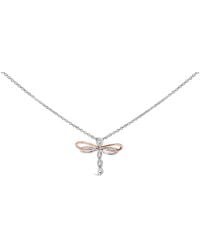 Haus of Brilliance - 14K Rose Plated Sterling 1/10 Cttw Diamond Dragonfly Pendant Necklace - Lyst
