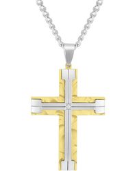 Robert Alton - Diamond Accent Stainless Steel With Finish Cross Pendant - Lyst