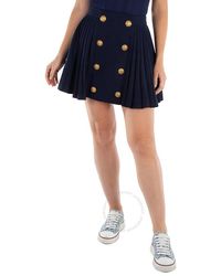 Balmain - Pleated Button-Trim Mini Skirt - Lyst