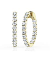 Brilliant Diamond - 5 Carat Round Lab Grown Inside Out Diamond Huggie Hoop Earrings - Lyst