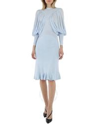 Burberry - Pale Puff-sleeve Jersey Dress - Lyst