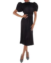 ROTATE BIRGER CHRISTENSEN - Puff-Sleeved Mandarin-Collar Woven Midi Dress - Lyst