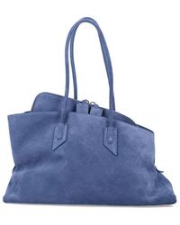 The Attico - La Passeggiata Suede Medium Tote Sapphire Bos Taurus Lining Shoulder Bag - Lyst