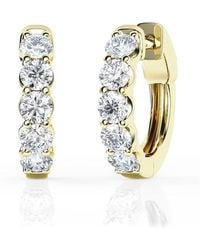 Brilliant Diamond - 1.00 Carat Round Lab Grown Diamond Huggie Hoop Earrings - Lyst