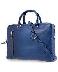 Burberry Mens Grainy Leather Briefcase- Bright Ultramarine - Blue