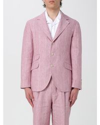 Brunello Cucinelli - Rose Linen Pinstripe Blazer, Brand Size 48 (Us - Lyst