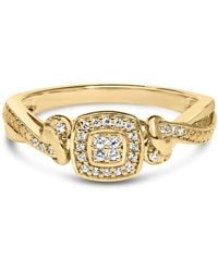 Haus of Brilliance - 14K Plated .925 Sterling 1/10 Cttw Round-Cut Diamond Composite Halo Engagement Ring - Lyst
