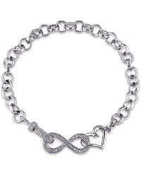 Amour - 1/10 Ct Tw Diamond Infinity Heart Bracelet - Lyst