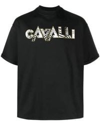 Roberto Cavalli - Zebra Print Logo Cotton T-Shirt - Lyst
