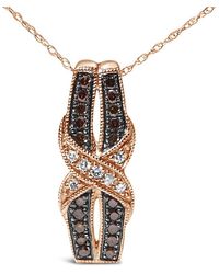 Haus of Brilliance - 10K Rose 1/4 Cttw And Chocolate Diamond Infinity Twist Pendant Necklace - Lyst