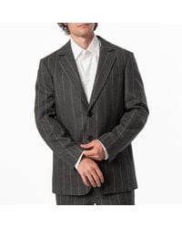 Burberry - Pinstriped Wool Tailored Blazer Jacket, Brand Size 46 Us - Lyst