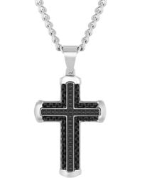 Robert Alton - 1/4Ctw Diamond Stainless Steel With Finish Cross Pendant - Lyst