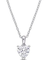 Amour - 1 Ct Dew Heart Shaped Created Moissanite Solitaire Pendant With Chain - Lyst