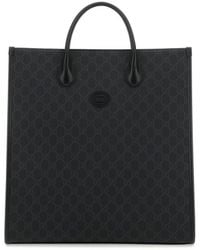 Gucci - Gg Supreme Fabric And Leather Shopping Bag - Lyst