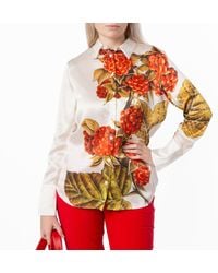 Ferragamo - Botanical Print Long-Sleeved Shirt, Brand Size 38 Us - Lyst