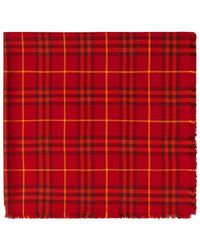 Burberry - Checkered Cashmere-Silk Blend Scarf - Lyst