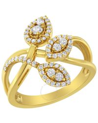 Haus of Brilliance - 10K 1/2 Cttw Round-Cut Diamond Layered Crossover Triple Leaf Bypass Ring - Lyst
