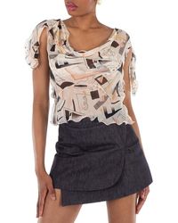 Fendi - Abstract Printed Chiffon Top, Brand Size 40 (Us - Lyst
